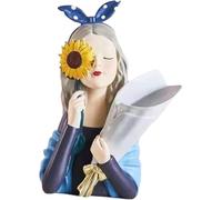 CLSDRZC Girl Flower Vase Resin Girl Statue Decor Plants Holder Versatile Sculpture Girl Figurine Vase for Wedding Indoor Party, Green(Gold)