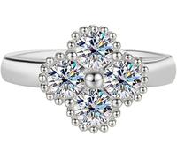 CLSDRZC Girl Products 1.2CT Four Leaves Moissanite Engagement Rings for Women D Color S925 Sterling Silver Lab Created Diamond Rings Perfect for Daily Wear Parties Wedding Gifts