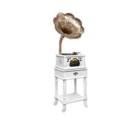 CLSDRZC Gramophone en Bois, phonographe, Tourne-Disque Vinyle, Haut-parleurs éréo, contrôle du système 33/45/78, Vinyle, CD, Bluetooth, Radio, Lecture USB, enregistreur Blanc