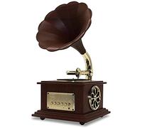 CLSDRZC Gramophone Vintage avec Corne en Laiton, Reproduction de Tourne-Disque, Haut-Parleur, Platine phonographe