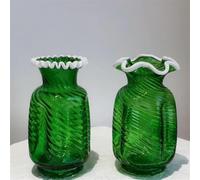 CLSDRZC Green Hand-Made Transparent Vase Hydroponic Decoration Vase Flower Ware Ornaments