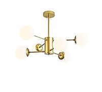CLSDRZC Handblown Glass Shade Mid Century Matte Black Finishes Ceiling Sputnik Chandelier,E27 Nordic Chandelier-Gold. 6 Head