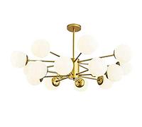 CLSDRZC Handblown Glass Shade Mid Century Matte Black Finishes Ceiling Sputnik Chandelier,E27 Nordic Chandelier-Gold. 16 Head