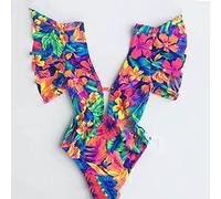 CLSDRZC Hors l'épaule Volant Un Morceau de Maillot de Bain de Maillot de Bain pour Femmes de Maillot de Bain de Maillot de Bain en V Deep-V