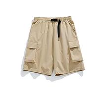 CLSDRZC Khaki Men's Cargo Shorts Male Thin Summer Trousers Loose 5 Minutes of Pants Sports Leisure