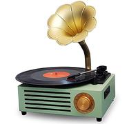 CLSDRZC Lecteur de Disque rétro Vintage Style Classique phonographe Gramophone Lecteur de Vinyle Support 35mm Audio Bluetooth 42 Aux-in/USB FL