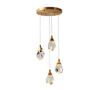 CLSDRZC Light Luxury Chandelier,Living Room Light,LED Full Copper Glass Crystal Chandelier,Bedroom Dining Room Light,Entrance Corridor-Copper and Crystal 4
