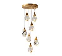 CLSDRZC Light Luxury Chandelier,Living Room Light,LED Full Copper Glass Crystal Chandelier,Bedroom Dining Room Light,Entrance Corridor-Copper and Crystal 7