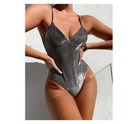CLSDRZC One-Piece Swimsuit Women V-Neck Backless Patchwork Girl Beach Adjustable Suits Swimwear