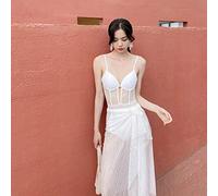 CLSDRZC One-Piece Swimsuit Women's New Korean Little Fragrant Style One-Piece Bikini Long Two-Piece Swimwear