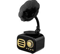 CLSDRZC Ornements de Gramophone Vintage, Haut-parleurs créatifs, Tourne-Disque avec Haut-Parleur Bluetooth en Corne de cuivre Caisson de Basses Aux-in/USB/compatibilité Multiple