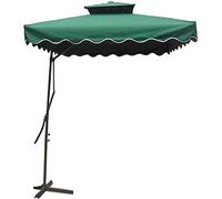 CLSDRZC Outdoor Table 2.2M Square Patio Offset Parasol for Garden, Deck, Backyard and Pool Double Layer Cantilever Hanging Sun Cross Base Market Striped Umbrella with Push