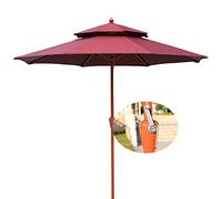 CLSDRZC Parasol for Outdoor Garden Patio, with Crank, Umbrella Two-Tier, More- Wind-Resistants, Waterproof Protection, Sun Shade Sails, Without Base,Sand 270cm/9ft