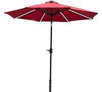 CLSDRZC Parasols 2.7M Garden 360-Degree Market Umbrella with 8 LED Solar Lights Outdoor Patio Beach Sun Shade,Without Parasol Base Good
