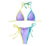 CLSDRZC Patchwork Thong Micro Bikinis Women Bandage Bikini Set Push Up Padded Brazilian Swimwear High Waist Beachwear Swimsuit