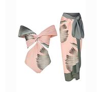 CLSDRZC Pink Floral Print Single Piece Swimsuit Set Women String Bathing Suits Fitness Printed Swim