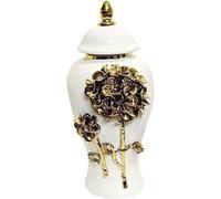 CLSDRZC Porcelain Ginger Jar Vase with Lid Desktop Ornament Storage Jar for Shelf Living Room Office Housewarming Gift