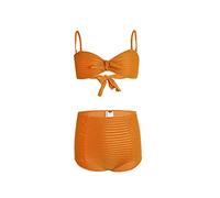 CLSDRZC Retro Tube Top Swimsuit Tied Knotted Beach Bikini Female Solid Color High Waist Was Thin and Covered Meat Hot Sprin