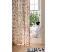 CLSDRZC Rideaux à Fleurs Vintage Style bohème Rose, mé de Coton de Lin, Rideaux de fenêtre de Ferme, Rideaux Semi-occultants de 114,3 cm de Longueur pour Chambre à Coucher, Salon, œillets, 1 Panneau,