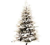 CLSDRZC Sapin de Noël en PVC Blanc Arbre Nu, Pins Artificiels à Charnières Floqués en Neige Non éclairés avec Support en Métal Facile à Assembler Décoration de Noël-2,1 m (6,8 pi) Le Nouveau