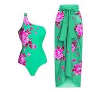 CLSDRZC Shoulder Floral Print Swimsuit Set Women String Bathing Suits Swimwear for Girls
