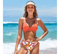 CLSDRZC Small Chest Gathered Swimsuit Female Bikini Slim High Waist Thong European and American Hot Spring Vacation Outfit Split Swimsuit Female Swimwear