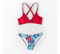 CLSDRZC Souins de Bain de Plage d'été Low Raise Bikini Set Maignement pour Les Femmes Bow Tank Two Pieces Maillots de Bain