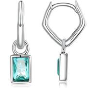 CLSDRZC Sterling Silver Jewelry,925 sivler Sterling Gem Stone King Sterling Silver Green Simulated Emerald Pendant Earrings for Women Girls