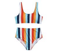 CLSDRZC Striped Swimwear Women 2025 Push Up High Waist Bikini Halter Bikini Set Hollow Out Print Bathing Suit Two Piece Swimsuit