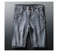 CLSDRZC Summer Men's Slim Short Jeans Stretch Denim Shorts Gray Blue Shorts Men's Straight Shorts