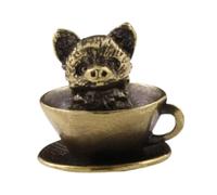 CLSDRZC Tasse à café, Figurine d'animal de Compagnie, Ornement de Bureau, Artisanat, Ornements d'animaux, Pendentif en Laiton, Statue Feng Shui pour Table de Salon, Tasse à café Chat