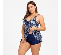CLSDRZC Vintage One Piece Swimsuit Femmes Boho Print Tankini Set Two Piece Massuit Plus de Maillots de Bain Taille