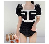 CLSDRZC White Swimsuit Women's One Piece Swimsuit Women's Short Sleeve Swimsuit High Waist Hollow Bikini