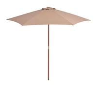 CLSDRZC with Wooden Pole 270 cm Taupe,Beach Water Repellent,U VLight Protection, Easy to Open and Close, Garden Outdoor Parasol