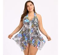 CLSDRZC Women Leaf Print Tankini Set Two Piece Swimsuit Plus Size Swimwear Swimwear Summer Beachwear