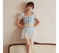 CLSDRZC Women Swimwear One Piece Bathing Suit Swimsuit Fused Female Split with Skirt New Korean Patchwork