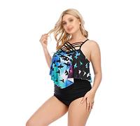 CLSDRZC Women's Plus Size Bikini Set High Waist Swimsuit Large Plussize Swimwear Beachwear