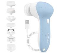 CLSEVXY Ensemble de brosses nettoyantes rechargeables pour le visage avec 7 têtes de brosse exfoliante - Système complet de spa pour le visage - Microdermabrasion avancée pour une exfoliation douce et