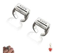 clspro Bague Anti-Stress Spinner Ring Fuck You Me Fuck Everything, Argent, 2 Pièces