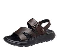 CLSQLXYJZC Sandales De Plage Ouvertes En Cuir Pour Homme | Sandales De Marche Antidérapantes Pour Homme Avec Bride Arrière Ajustable, Semelle EVA