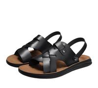 CLSQLXYJZC Sandales De Plage Pour Homme En Cuir Microfibre À Bout Ouvert | Sandales Romaines Antidérapantes Et Respirantes Pour Homme, Bride De Talon Pliable, Semelle En PU