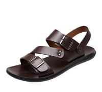 CLSQLXYJZC Sandales De Plage Pour Homme En Cuir PU À Bout Ouvert | Sandales De Plage À Enfiler Avec Bride Cheville Réglable Double Usage, Confortable Et Antidérapant