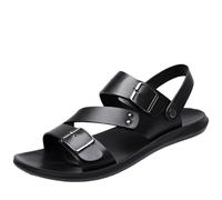 CLSQLXYJZC Sandales De Plage Pour Homme En Cuir PU À Bout Ouvert | Sandales De Plage À Enfiler Avec Bride Cheville Réglable Double Usage, Confortable Et Antidérapant