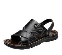 CLSQLXYJZC Sandales De Plage Respirantes En Cuir Pour Homme Bout Ouvert | Sandales Marche Antidérapantes Homme Brides Cheville Ajustables, Chaussures De Plage Souples Confortables