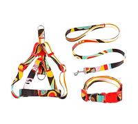 CLSSLVVBN 3 pièces/Kit Collier pour Animaux de Compagnie Laisse Clip Boucle Impression réglable Moyen extérieur Marche décoration Harnais Accessoires Cadeaux, Le Noir,1.5x120cm, M