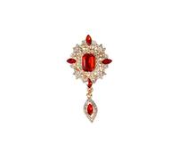 CLSSLVVBN Belle broche en cristal strass en forme de larmes d'angle avec pierres précieuses rouges, bijoux tendance, option de cadeau préférée pour les femmes, cadeau mariage pour femme