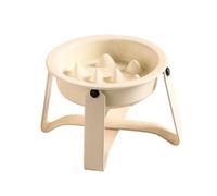 CLSSLVVBN Bol d'alimentation Lente pour Chats et Chiens, évite de Manger trop Vite, Plaque de Colonne cervicale équipée d'un Cadre en Fer, Bols de Nourriture Lente, Beige