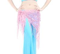 CLSSLVVBN Femme danse du ventre hanche écharpe décorations accessoires ceintures danse du ventre Costume Nylon maille fil beauté ceinture Performance, Rose