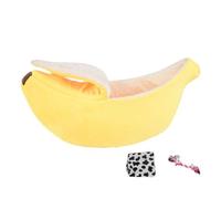CLSSLVVBN Lit Banane pour Chat, Original et Spot pour Compagnon félin, Facile à Nettoyer, Panier en Polyester pour Chien, Coussin, lit pour Animal de Compagnie, Jaune, M