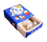 CLSSLVVBN Nid Douillet pour Chat avec boîte à goûter : Un nid Douillet et Un lit pour Chat Alliant Confort Moelleux et Style Moderne. Solution idéale pour, Bleu, M